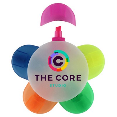 Flower 5 Color Highlighter - Full Color Imprint
