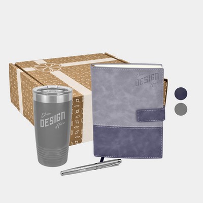 Polar Camel® 20 oz Tumbler, TiTUS® Valvetine Notebook & Pen Gift Set