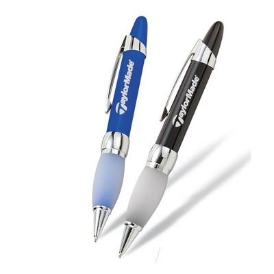 Twist-Action Ballpoint Pen with Translucent Soft Rubberized Grip