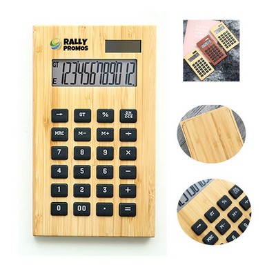 Mini Wooden Solar Dual Power Calculator