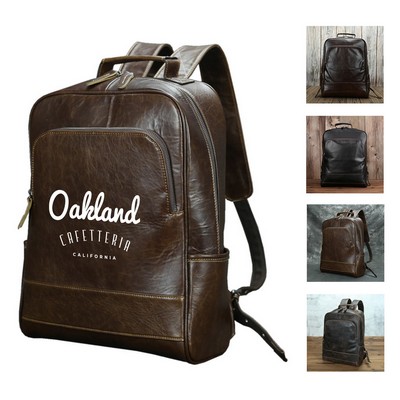 Full Grain Genuine Leather Travel Laptop Backpack