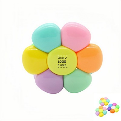 Flower Shape Watercolor Highlighter Pens w/ 6 Colors