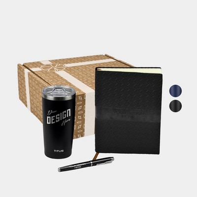 TiTUS® 20 oz Insulated Tumbler, Sahara Notebook & Pen Gift Set