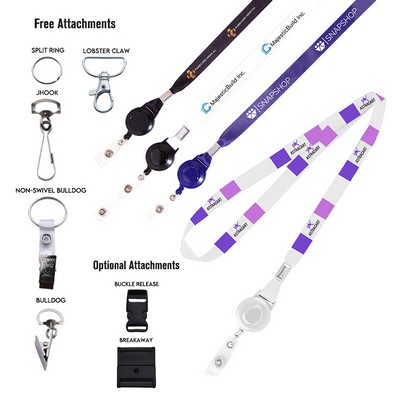 5/8" Dye Sublimated Lanyard Badge Reel Combo