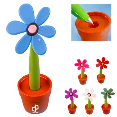 Flower Shaped Ballpoint Pen W/ Pot Cap