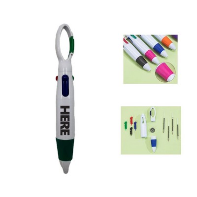 4" 1 Multi Color Plastic Ballpoint Pen W/ Hanging Buckle