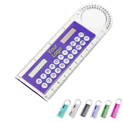 Portable Pocket Handheld Basic Calculator 3" 1 Solar Powered Ruler Magnifier
