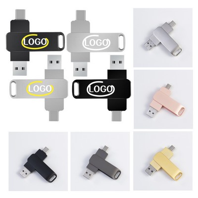 8Gb Metal Dual Interface Usb Swivel Flash Drive
