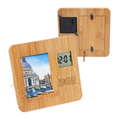 2" 1 Bamboo Picture Frame Digital Clock