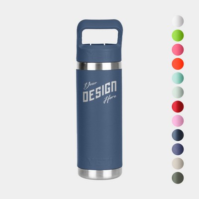 18 Oz YETI® Rambler Stainless Steel Insulated Water Bottle w/ Matching Straw Cap