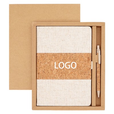 A5 Cork And Cloth Splicing Notebook Set