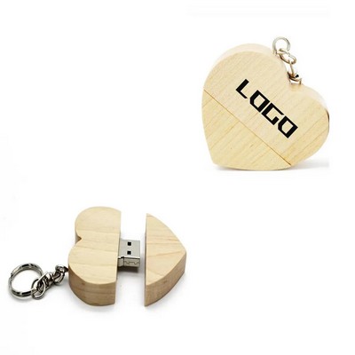 4GB Heart Shaped Wooden USB Flash Drive