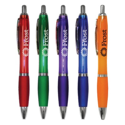 Union Printed - Rio Retractable - Clear Ballopint Pens with 1-Color Print